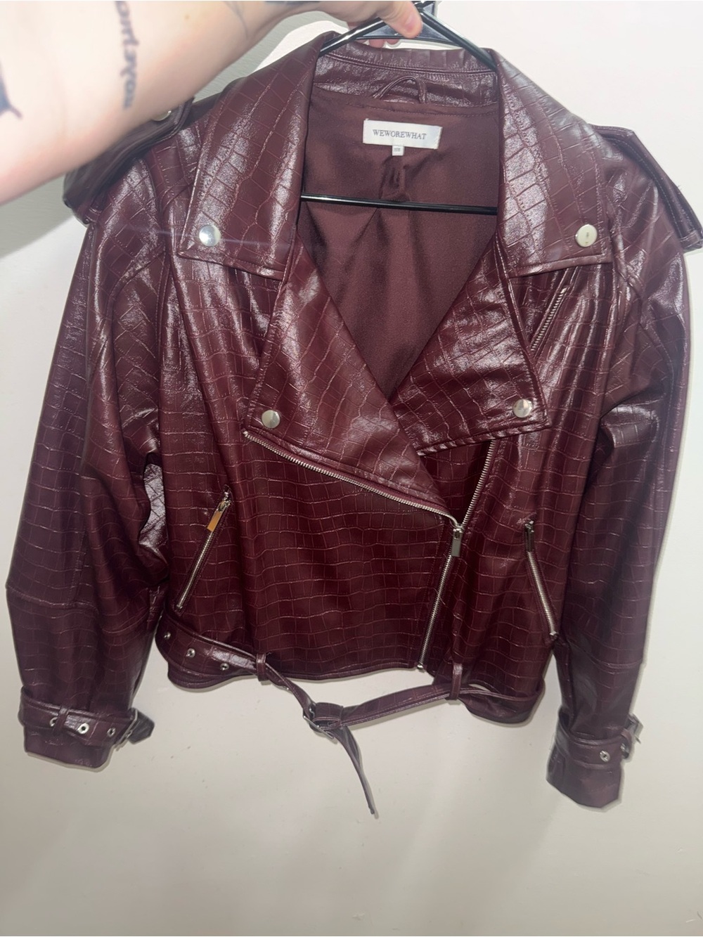 WEWOREWHAT Cropped Moto Jacket